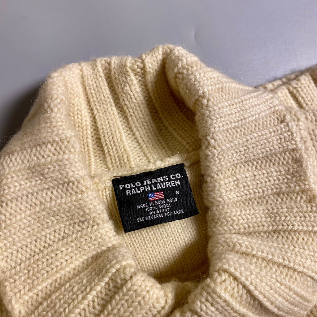 Polo Jeans Co. Ralph Lauren cream-colored 100% wool chunky knit sweater
