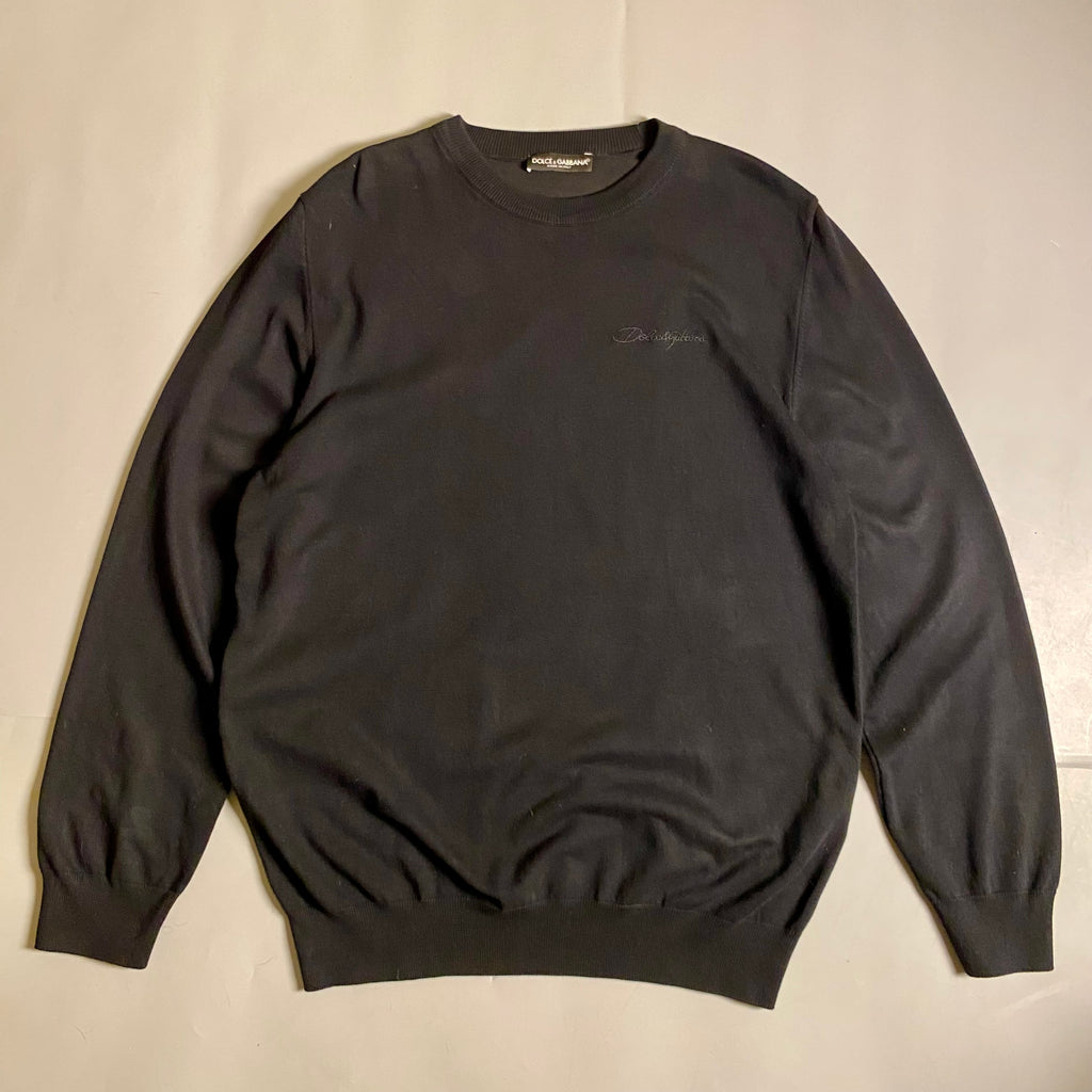Dolce & Gabbana black crewneck sweatshirt with an embroidered logo detail