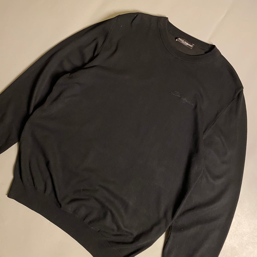Dolce & Gabbana black crewneck sweatshirt with an embroidered logo detail
