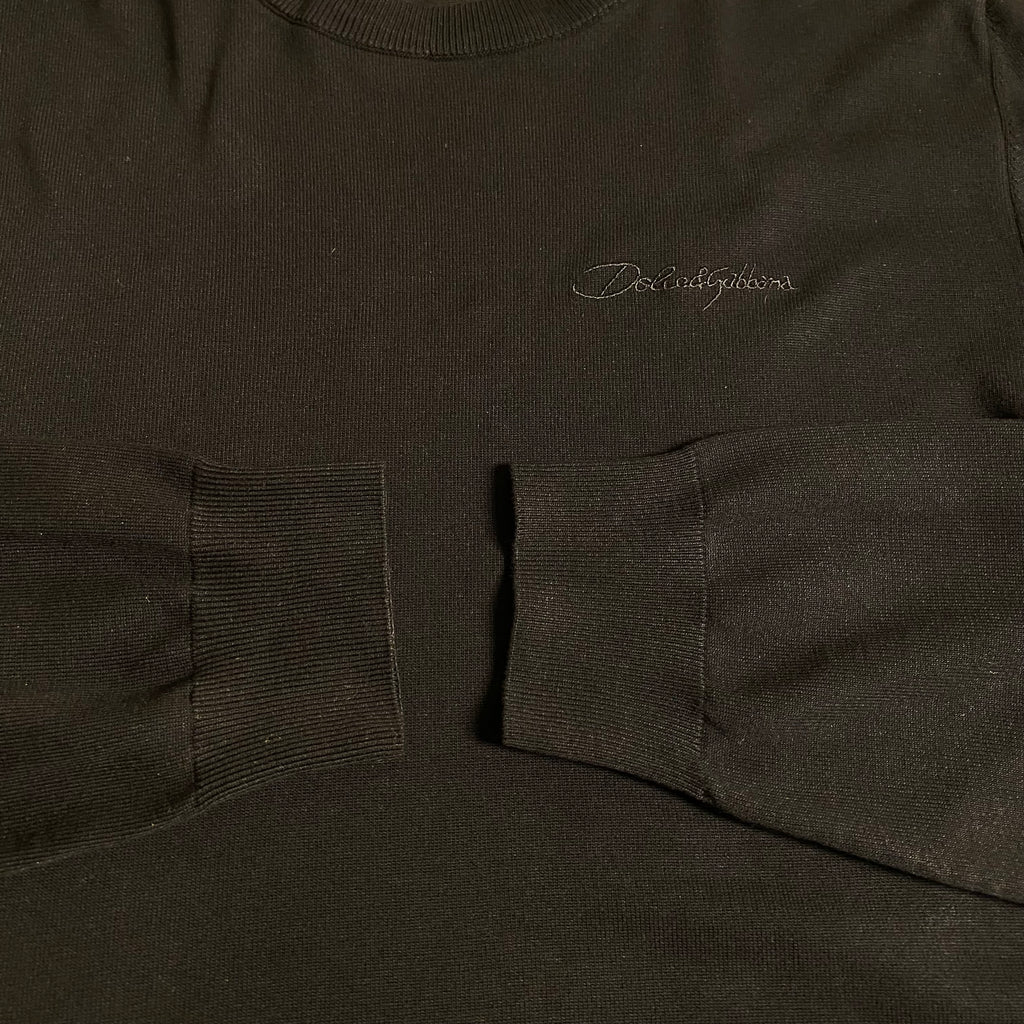 Dolce & Gabbana black crewneck sweatshirt with an embroidered logo detail