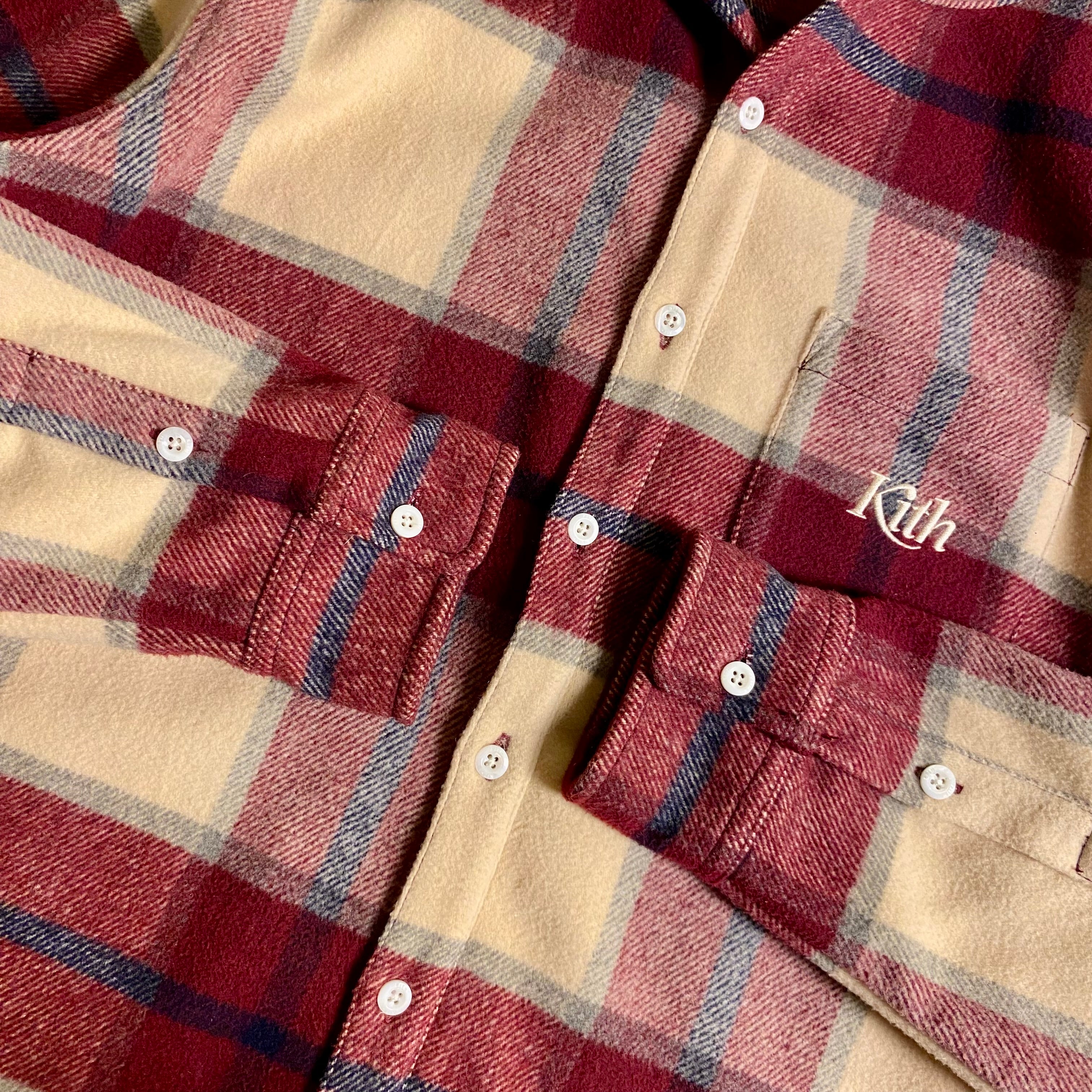Kith Plaid Hooded Ginza Shirt in the Burgundy Plaid colorway