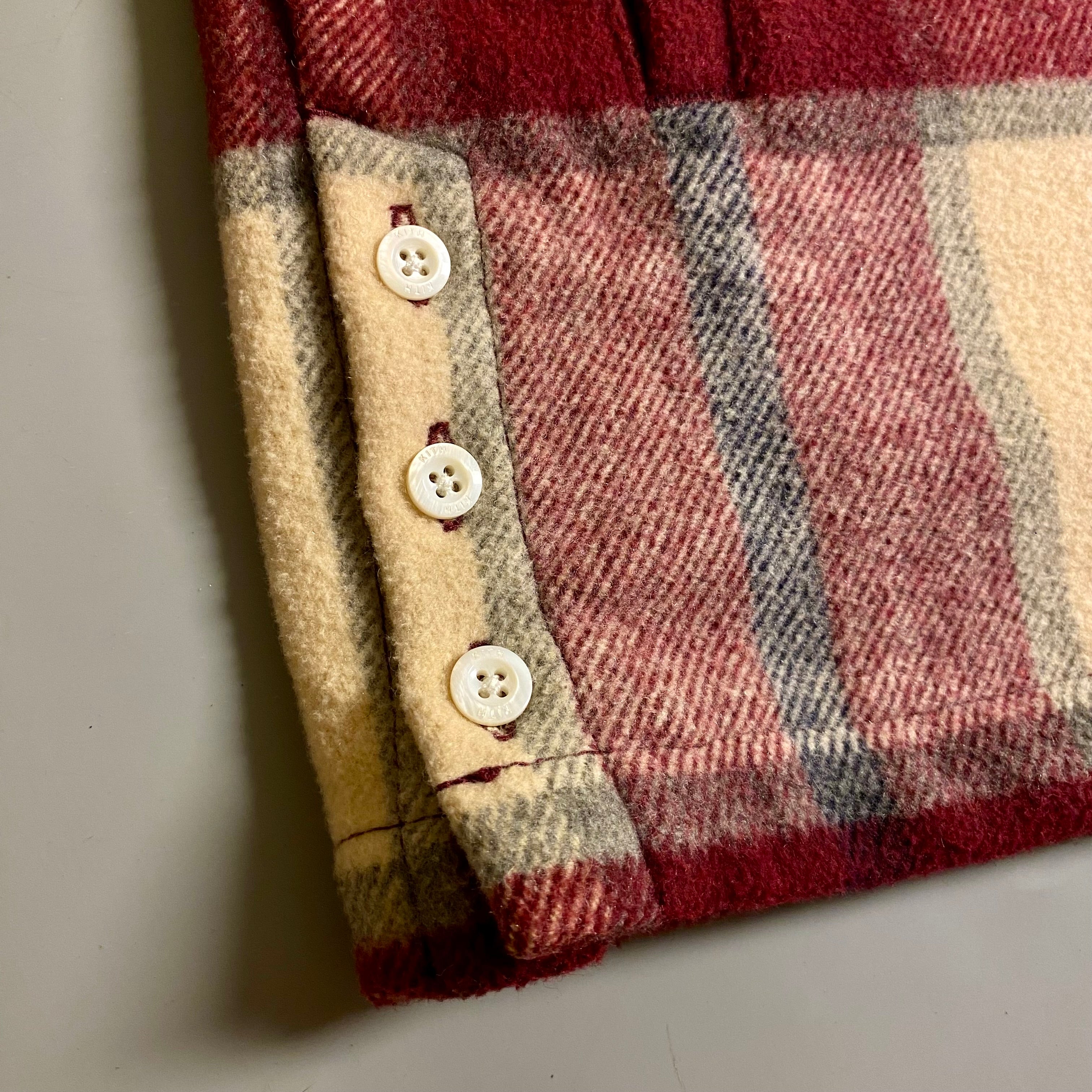 Kith Plaid Hooded Ginza Shirt in the Burgundy Plaid colorway