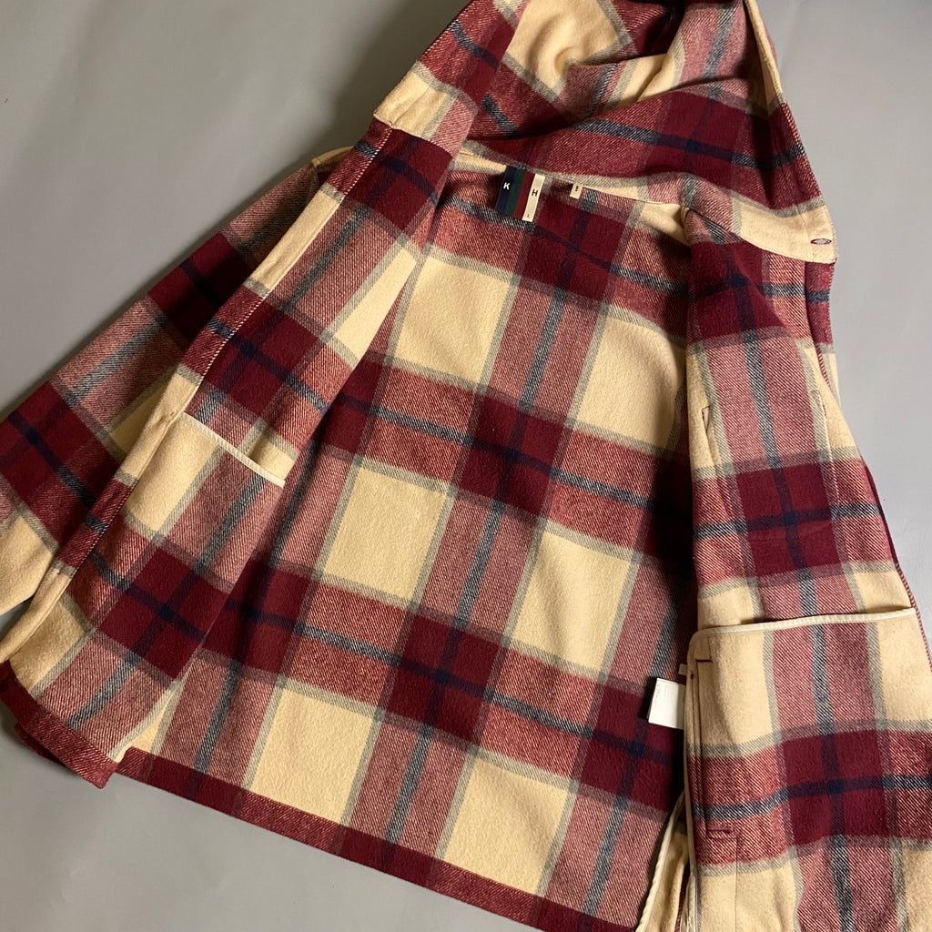 Kith Plaid Hooded Ginza Shirt in the Burgundy Plaid colorway