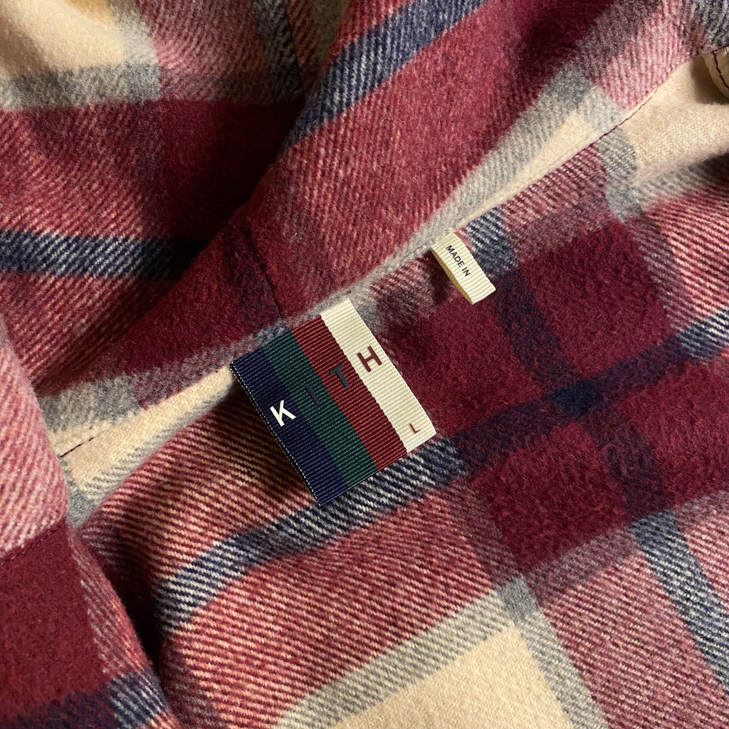 Kith Plaid Hooded Ginza Shirt in the Burgundy Plaid colorway