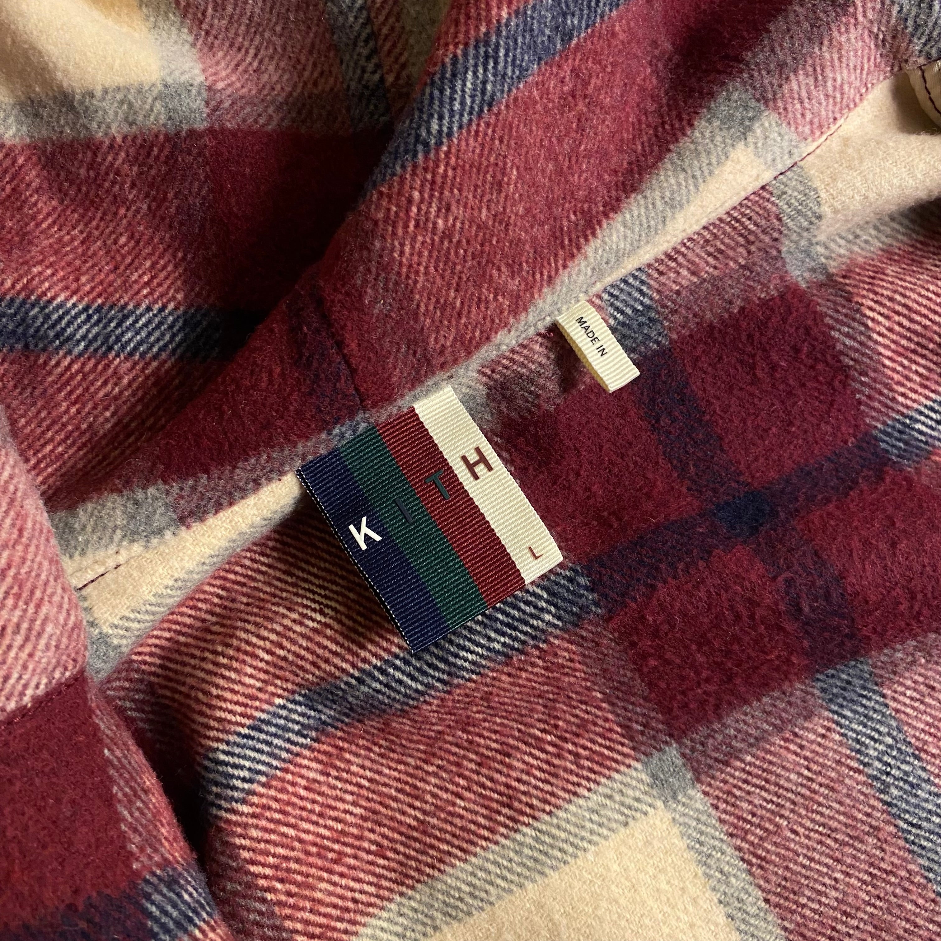 Kith Plaid Hooded Ginza Shirt in the Burgundy Plaid colorway