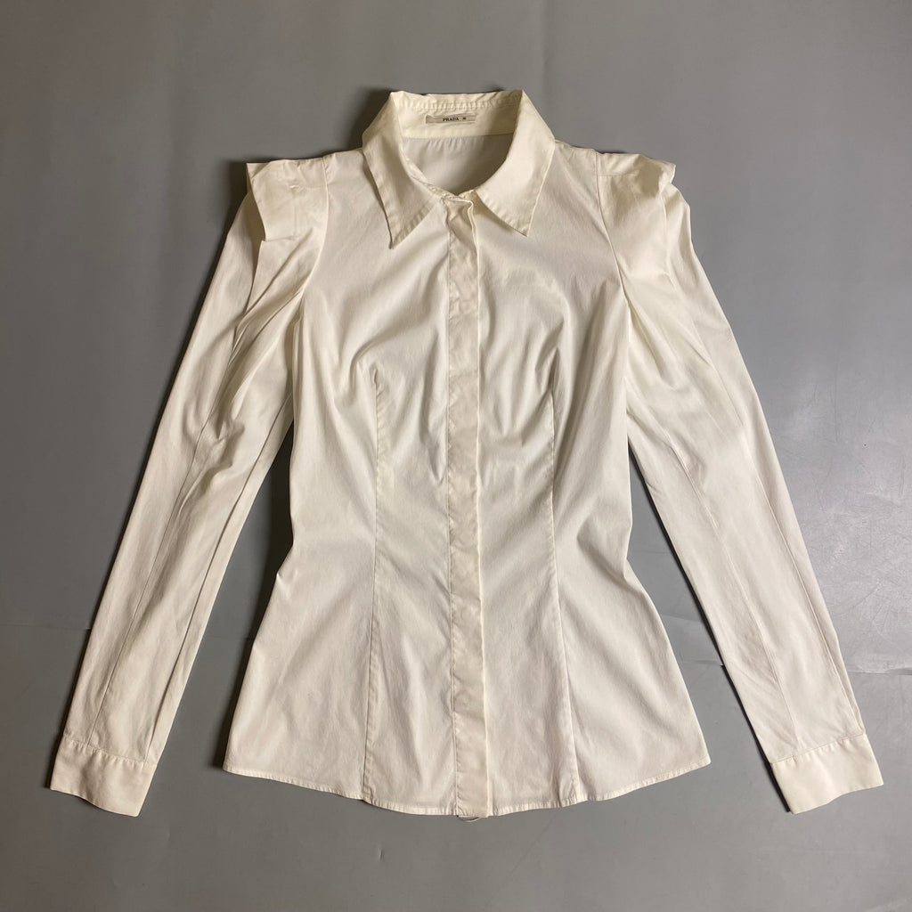 Prada long-sleeve button-up blouse in white