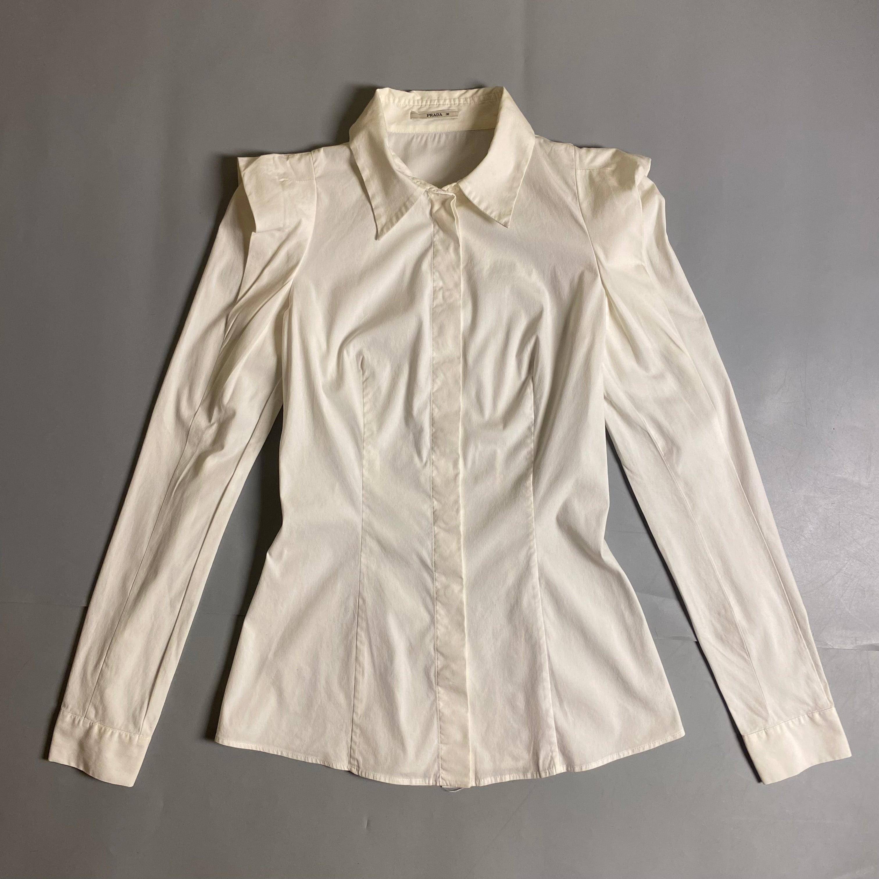 Prada long-sleeve button-up blouse in white