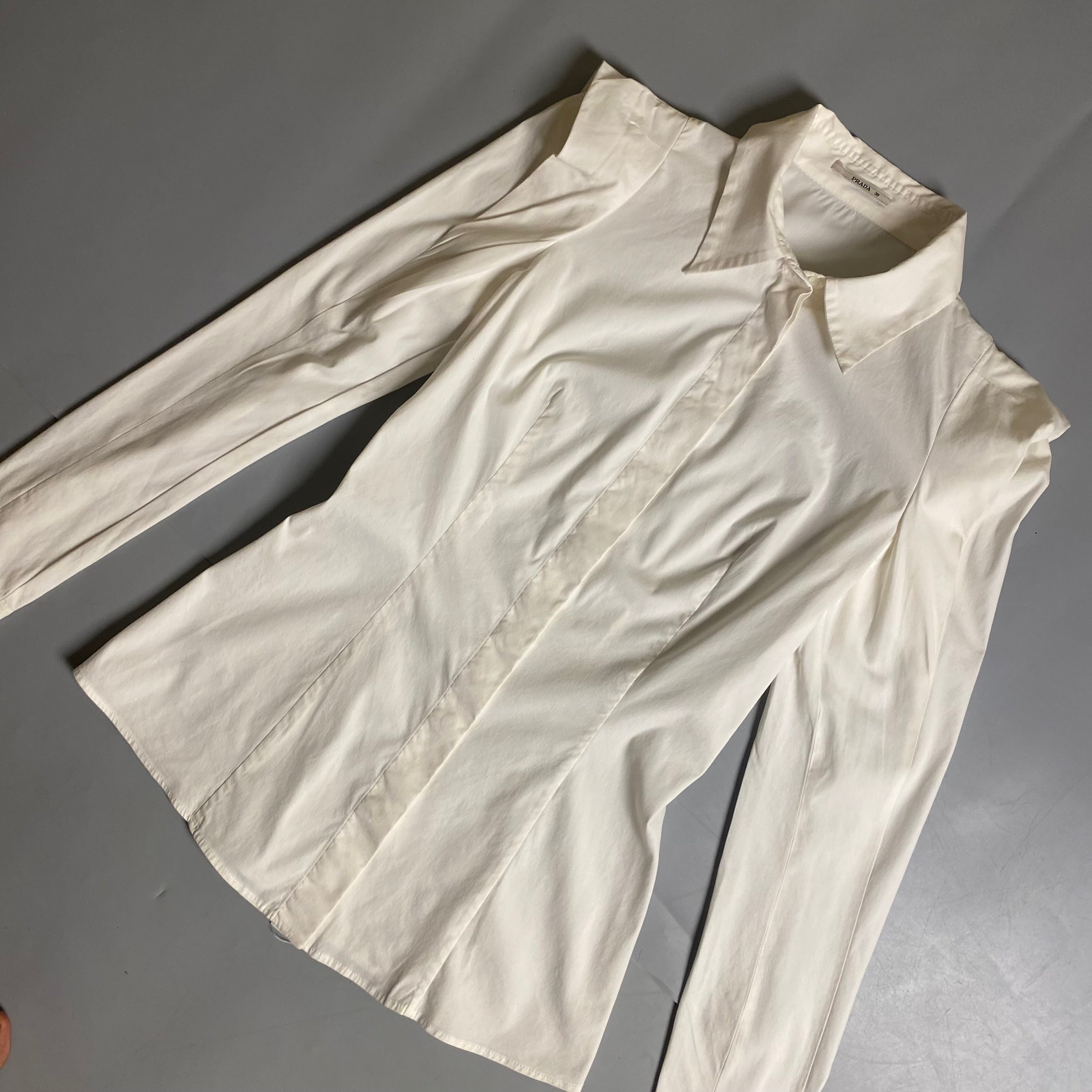 Prada long-sleeve button-up blouse in white