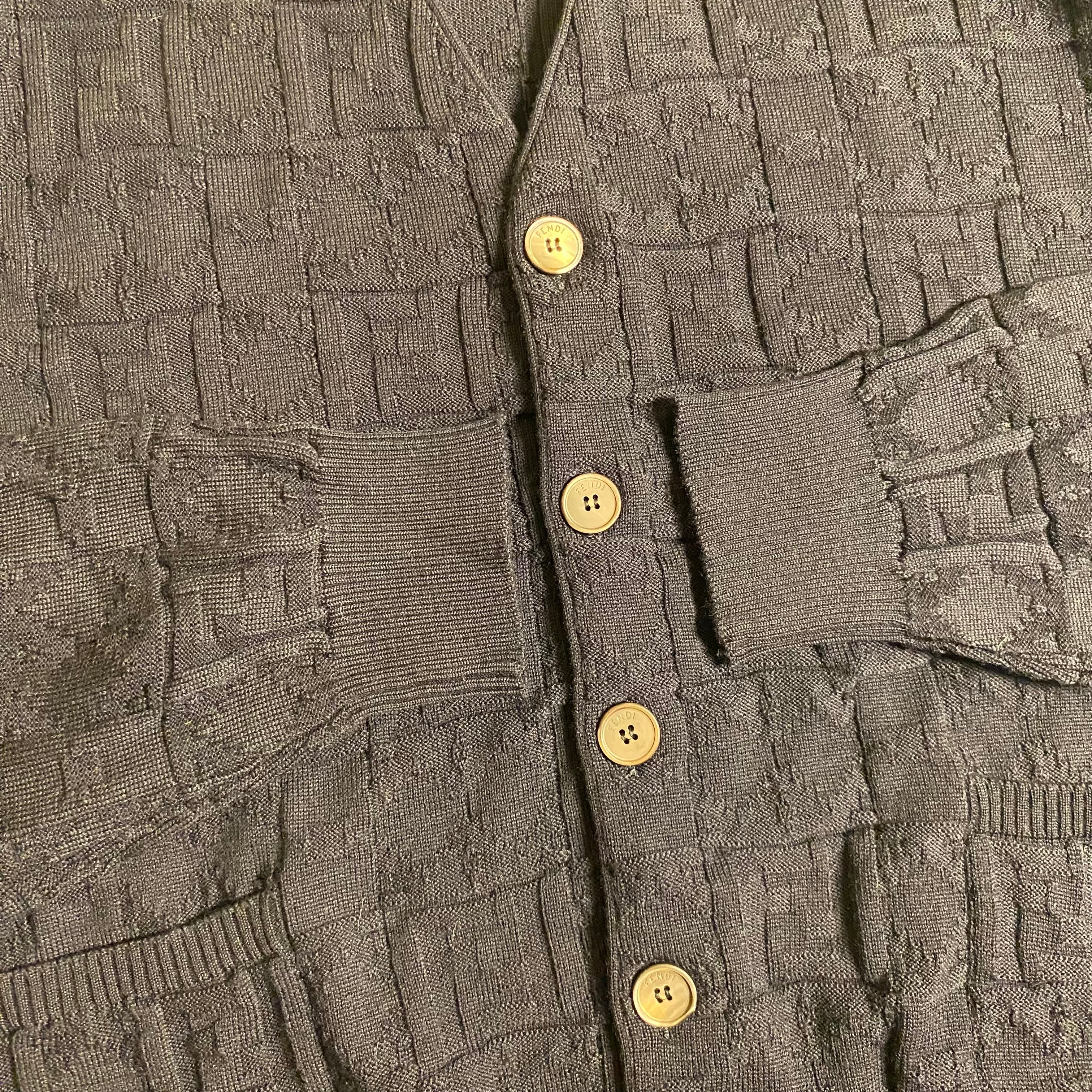 Fendi Zucca monogram textured wool cardigan