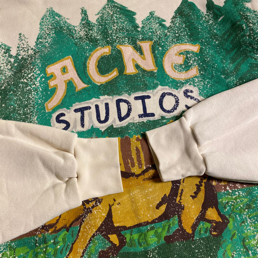 Acne Studios Grant Levy Edition Fikka Bear-Print Oversized Hoodie in an off-white cotton fabric