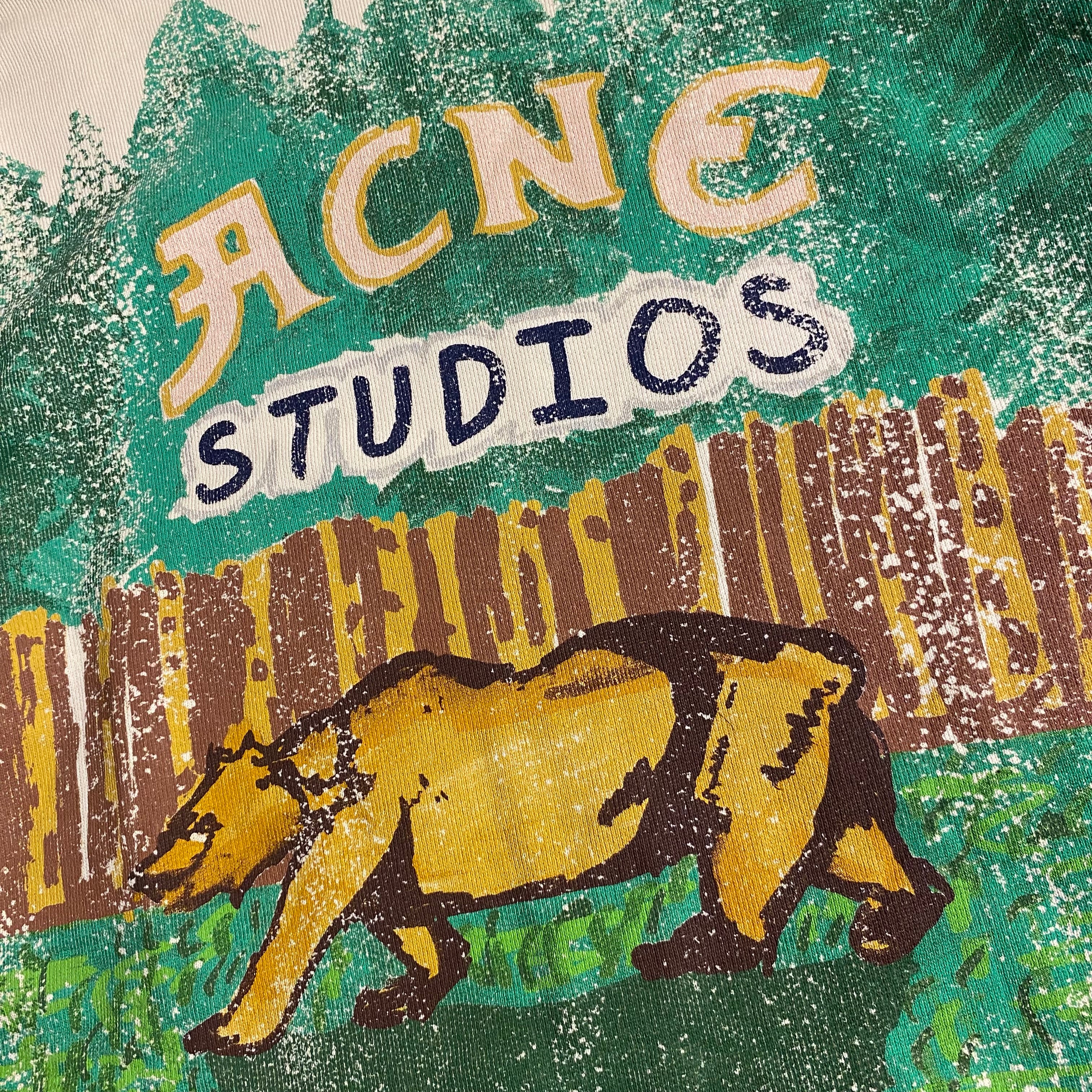 Acne Studios Grant Levy Edition Fikka Bear-Print Oversized Hoodie in an off-white cotton fabric