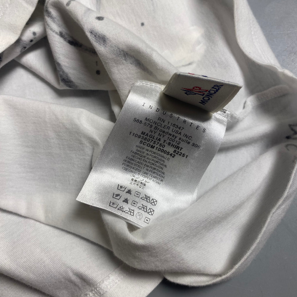 Moncler T-shirt featuring a hand-painted "For Everything Above Sea Level" graphic